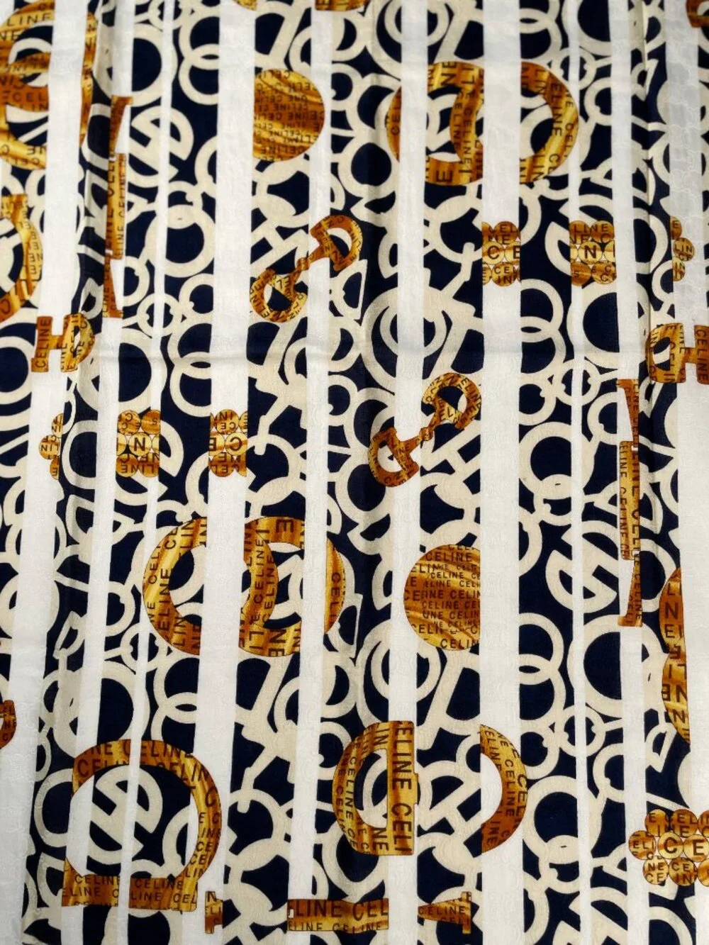 Vintage Celine Paris Monogram Cotton Jacquard Scarf 56 x 56 cm Graphic Logo